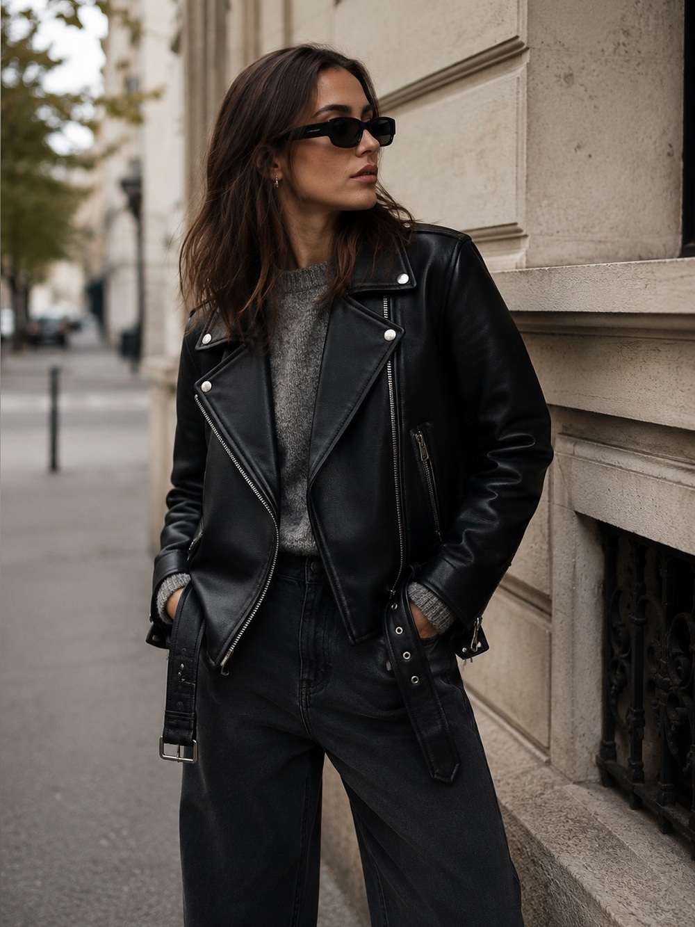 Acne Studios 100% Sheepskin Leather Biker Moto Jacket Black Quilted Lined Size S